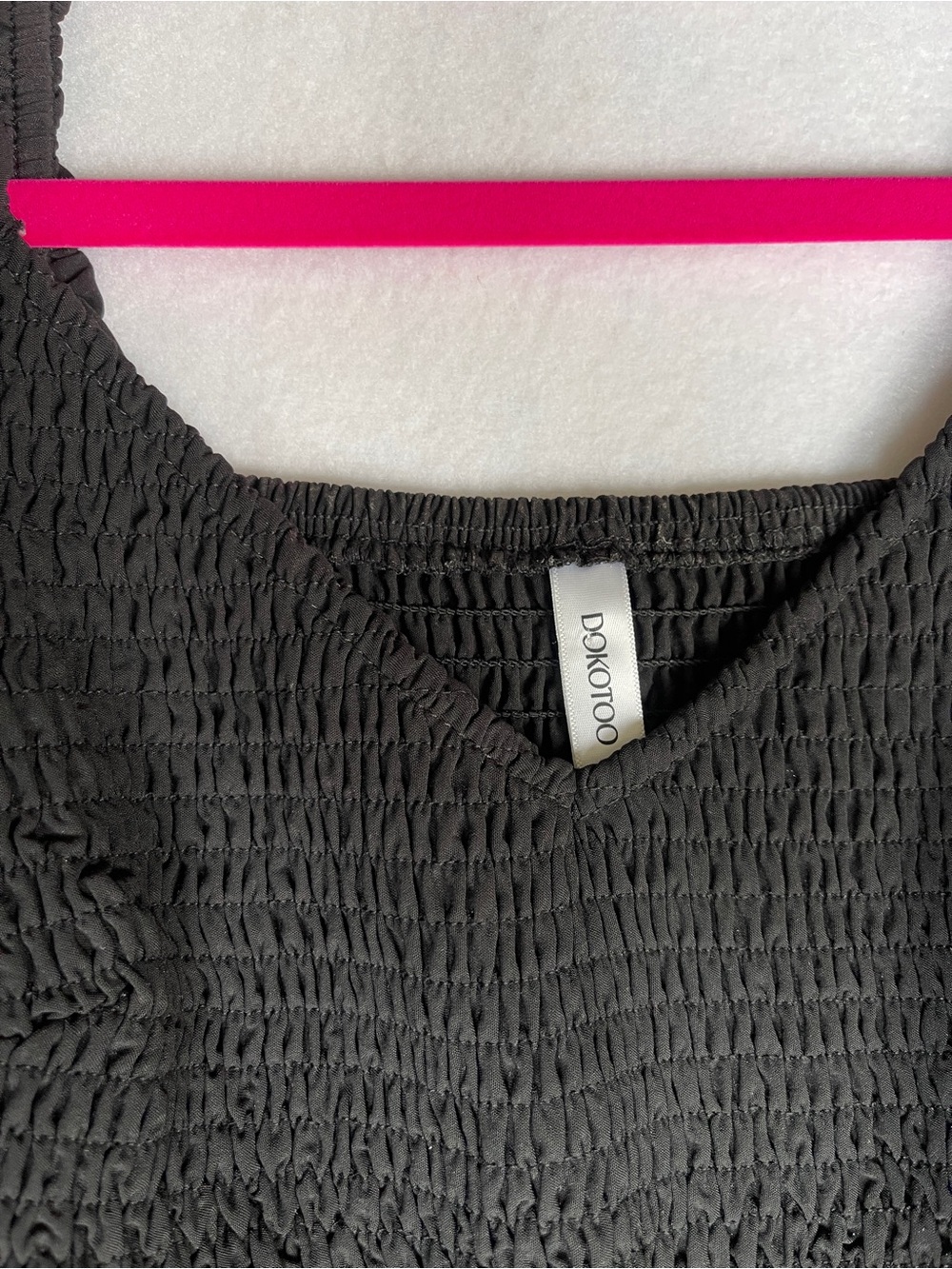 DAKOTOO Women's Smocked Tiered Mini Dress sz M/8 Black Cocktail Party Dress - Picture 3 of 3